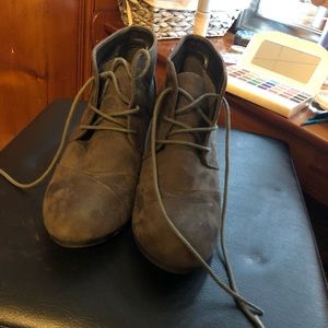 Grey wedge booties